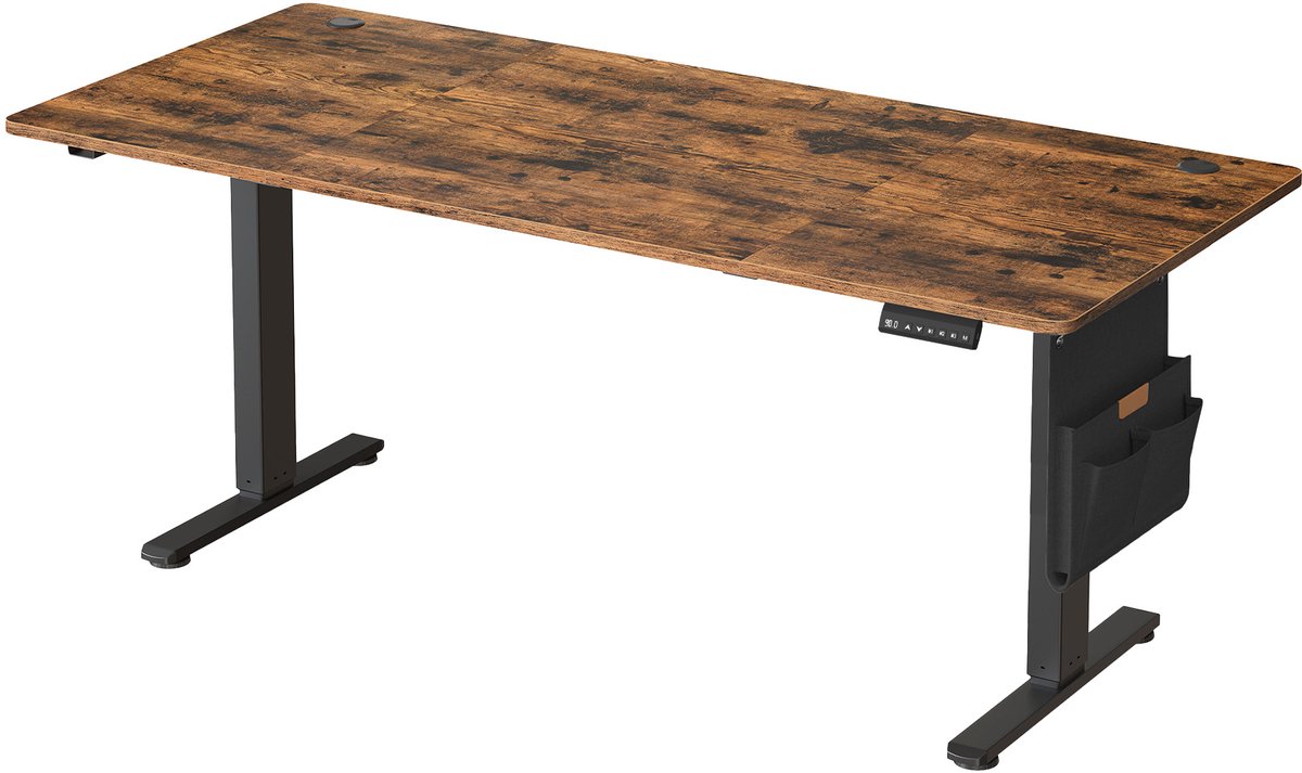 Ochama Elektrischer Sitz-Steh-Schreibtisch 180 x 80 cm – Schwarz-Braun – 72–120 cm – Speicherfunktion