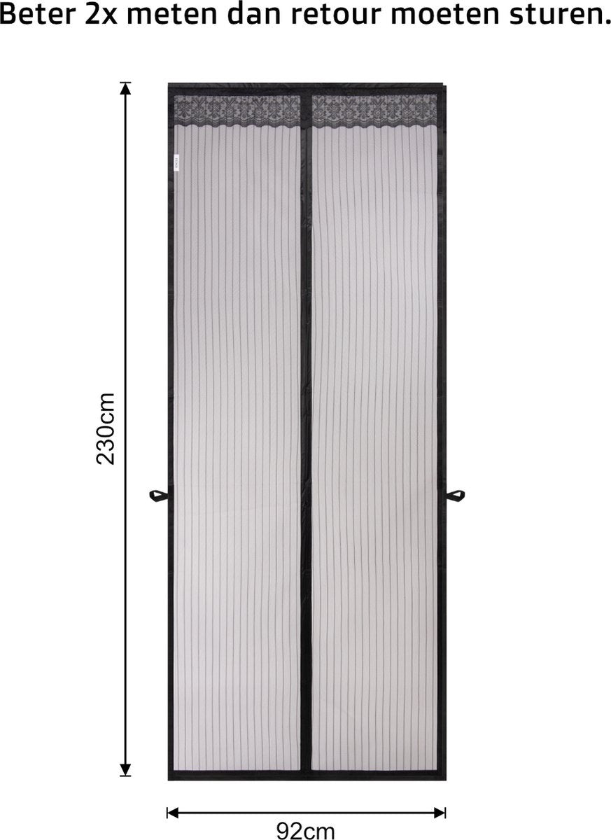 O'DADDY Türvorhang - Fliegenvorhang - Magnetisch - Türgitter Deluxe 92 x 230 cm - Schwarz Hor - Türvorhänge