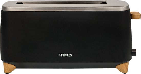 Princess 142361 Toaster Pure – 6 Bräunungsstufen – 1000 W – Bambus – schwarz