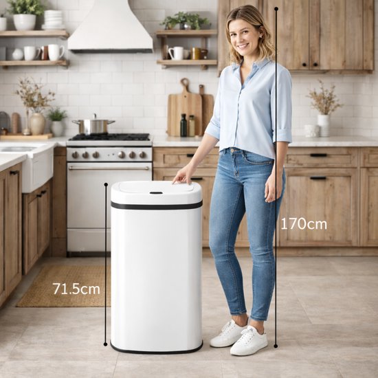 Bayt Mülleimer - Mülleimer 60 Liter - Mülleimer - Abfalleimer - Metall - Weiß