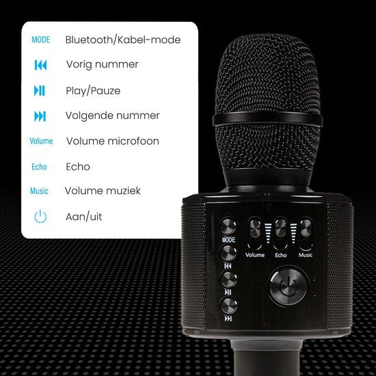 Auronic Karaoke-Mikrofon - Für Kinder und Erwachsene - Bluetooth - Drahtlos - mit Lautsprecher - Schwarz