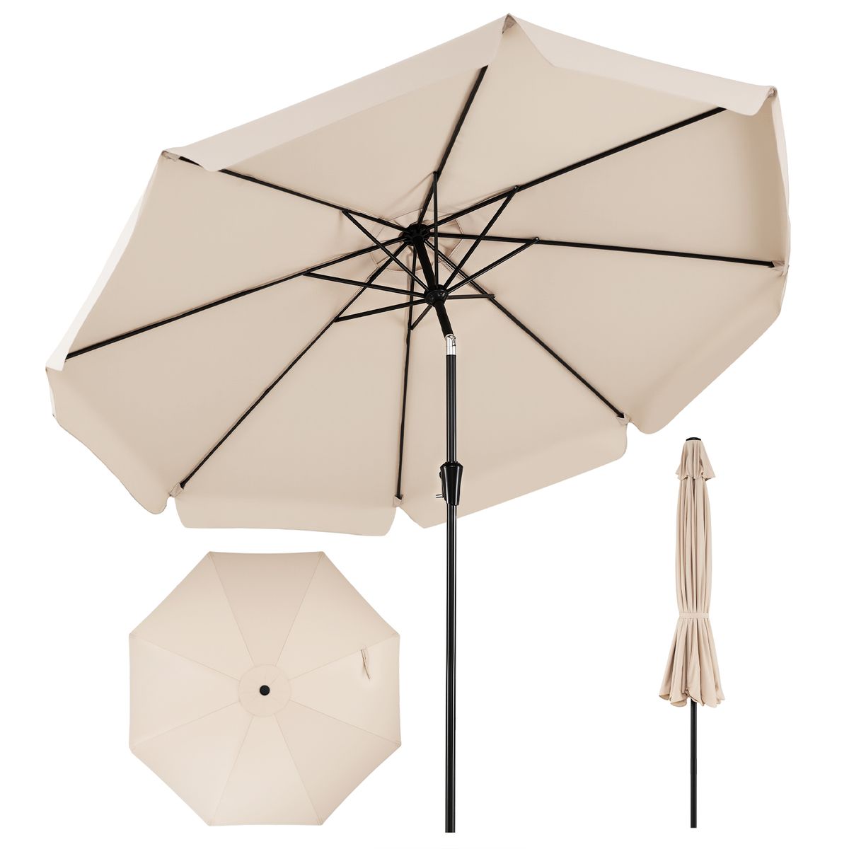 Coast Sonnenschirm, neigbar – 3 Meter Durchmesser – Metallstange – beige