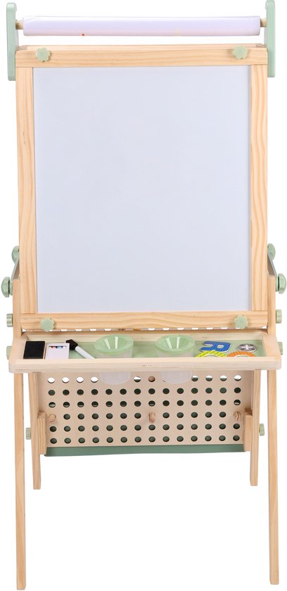 Sunny Mika Aktivitäts-Esel – Kinder-Esel aus Holz – Spiel-Esel mit Whiteboard, Kreidetafel, Magnettafel und Stecktafel – Inklusive Papierrolle, Magneten, Kreiden, Radiergummi, Zubehör für die Stecktafel und mehr – Lernspielzeug