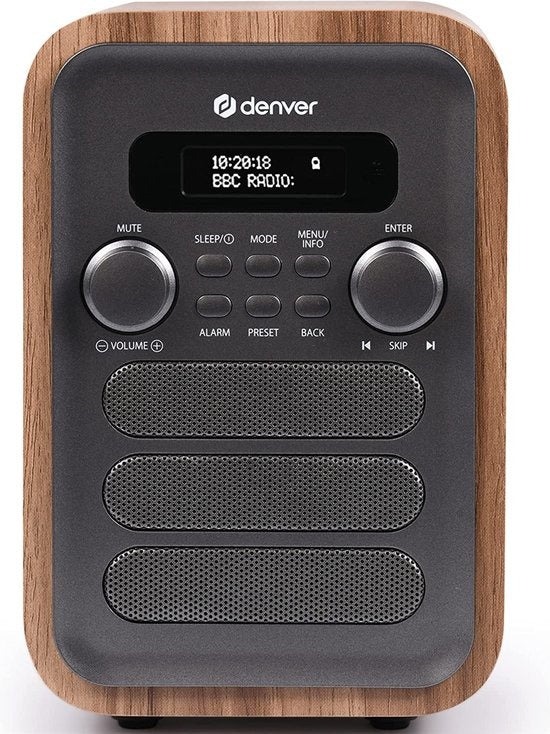 Denver - DAB48 - DAB+ Radio - Bluetooth/ FM - LCD-Bildschirm - Grau/ Braun