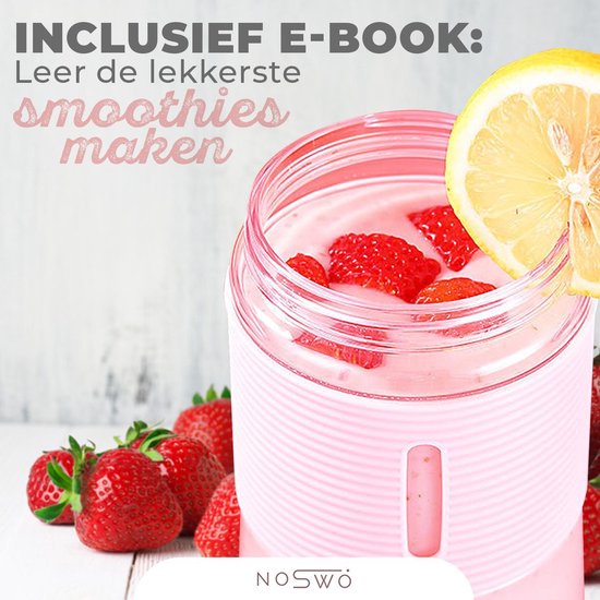 Noswo Blender To Go - Tragbarer Mixer - Tragbarer Mixer - Mini-Mixer für unterwegs - Smoothie Maker - Kabelloser Mixer - Pink
