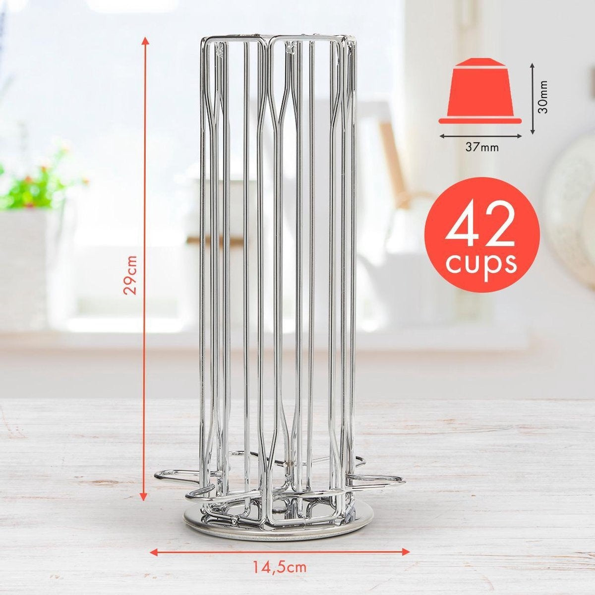 KitchenBrothers Kapselhalter - Nespresso - 42 Kapseln - schwenkbar - Edelstahl