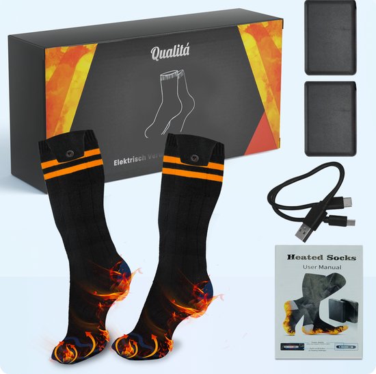 Qualitá Beheizte Socken - Elektrische Socken - Skisocken - Elektrisch beheizte Socken - Wärme Socken - Größe L - 41-46