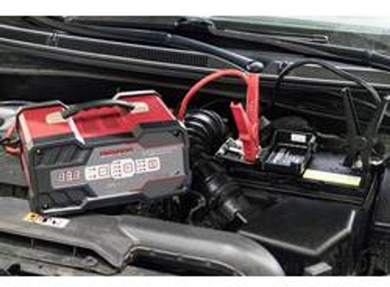 Absaar Batterieladegerät & Starthilfe – 6 V/12 V – 2–12 A Ladestrom – 75 A Starthilfe – 25–120 Ah 12-V-Batterie – AGM, Gel & Blei-Säure