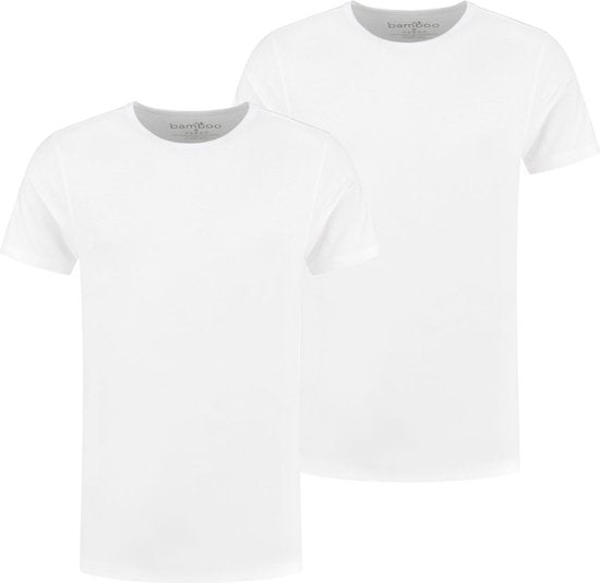 Bambus - T Shirt Männer - Rundhalsausschnitt - 2 Stück - Weiß - XXL - Bambus - Unterhemd Männer - Extra lang - Anti Sweat T-Shirt Männer