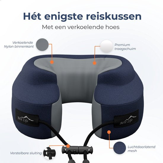 Best Life Nackenkissen Airplane - Reisekissen Auto - Memory Foam - Blau