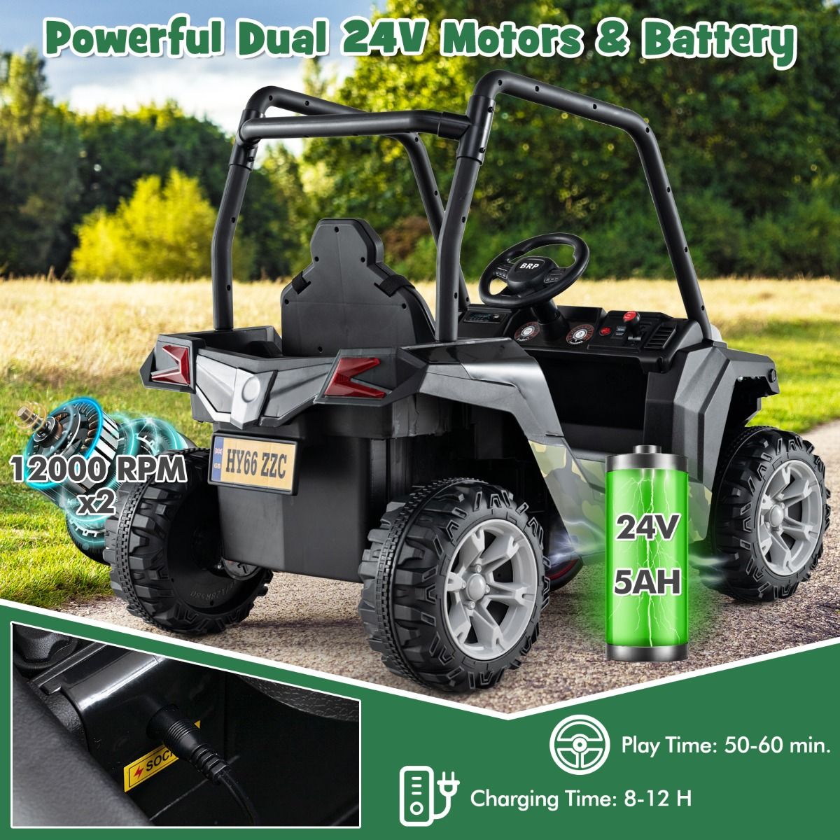 Coast Buggy Fahrzeug - 24V - RC & Doppelfederung - PP/Metall - Camouflage