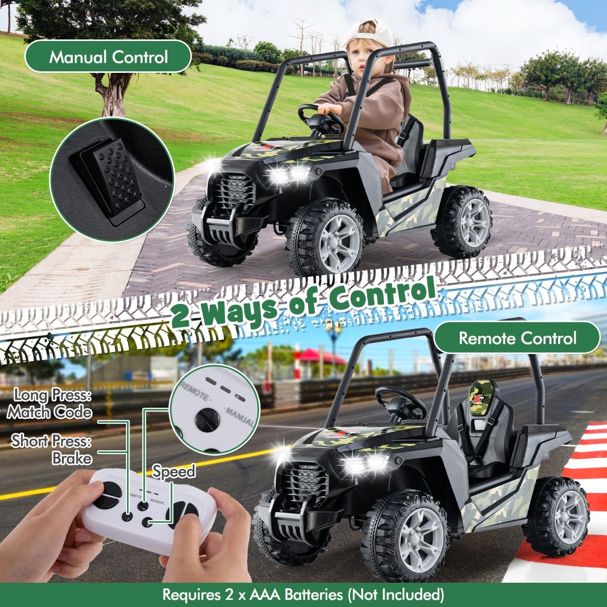 Coast Buggy Fahrzeug - 24V - RC & Doppelfederung - PP/Metall - Camouflage