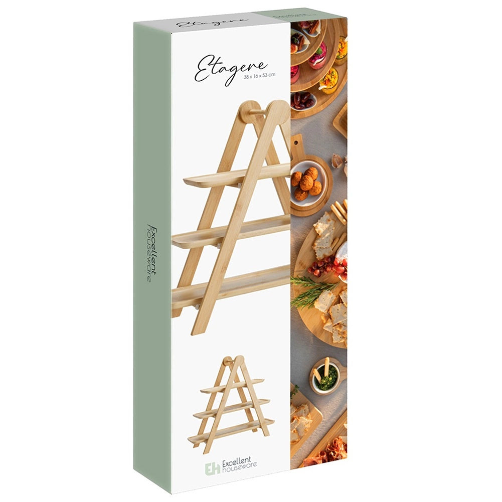 Koopman Serviertablett - 3 Etagen - Holz - 43 x 18 x 39 cm - Beige