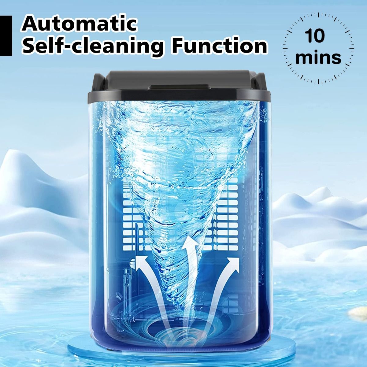 Coast Nugget Eiswürfelmaschine - Crushed-Ice-Maschine - 24 kg/Tag - 2.5L Wassertank - Silber - 38.5 x 24 x 38 cm
