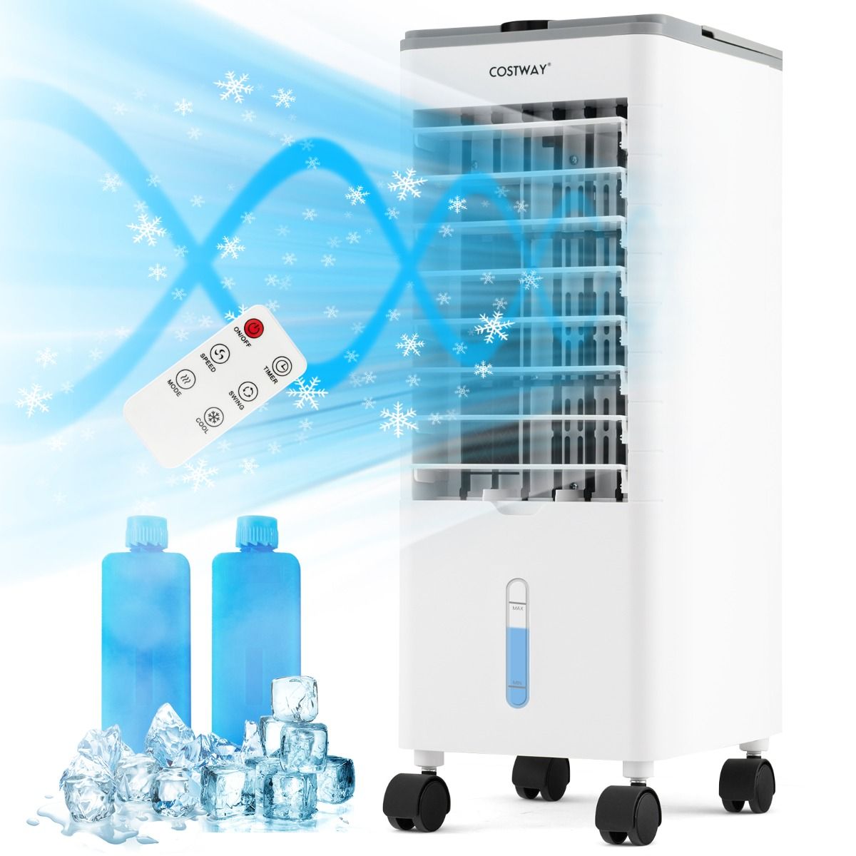 Coast Mobile Air Conditioner - 3 in 1 - Ohne Ablaufschlauch - 60W - 2.8L - 25.5 x 22 x 59 cm - Weiß