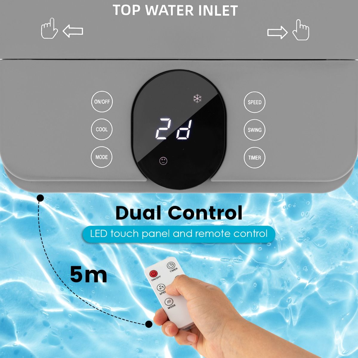 Coast Mobile Air Conditioner - 3 in 1 - Ohne Ablaufschlauch - 60W - 2.8L - 25.5 x 22 x 59 cm - Weiß