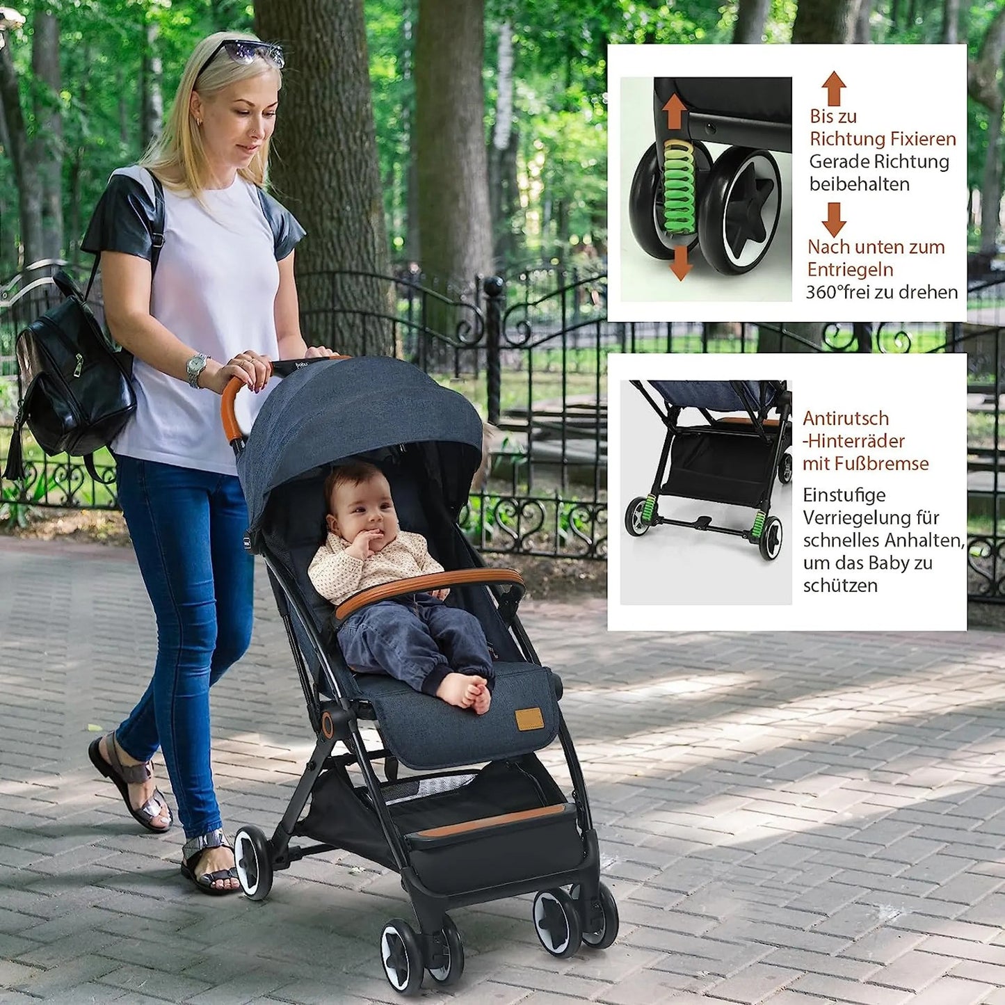 Coast Faltbarer Kinderwagen - Verstellbare Rückenlehne und Fußstütze - 41 x 72 x 96,5 cm - Blau