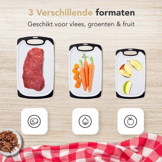 Rochester Kunststoff-Schneidebrett-Set - 3-teilig - Anti-Rutsch-Griffe - Luxus-Design - spülmaschinenfest - langlebig