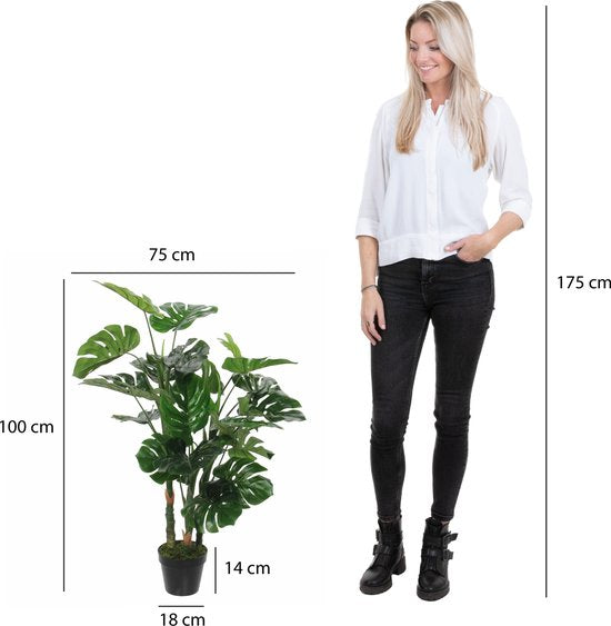 Mica Decorations Monstera Künstliche Pflanze - H100 x Ø75 cm - Grün