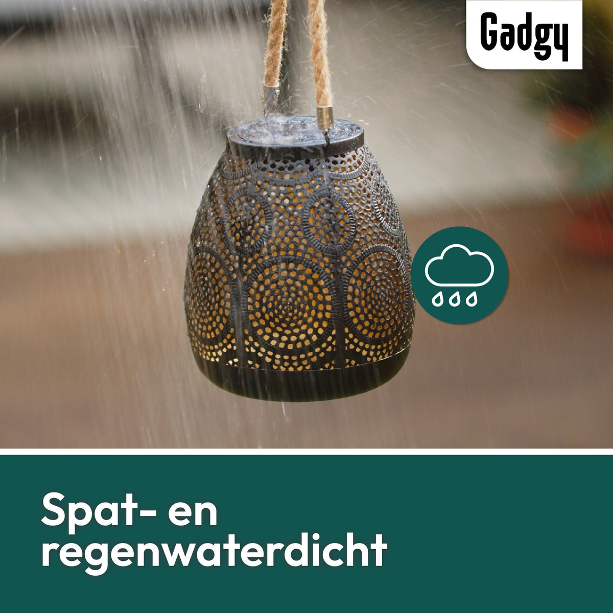 Gadgy Solar Tischlampe Kreise - Solar Gartenleuchten Solarenergie mit Schatteneffekten - Solarlampe Garten, Terrasse & Balkon - Gartenleuchten Led Outdoor Hanging - Laterne Windlicht auf Solarenergie - Laterne für draußen - Bronze / Gold
