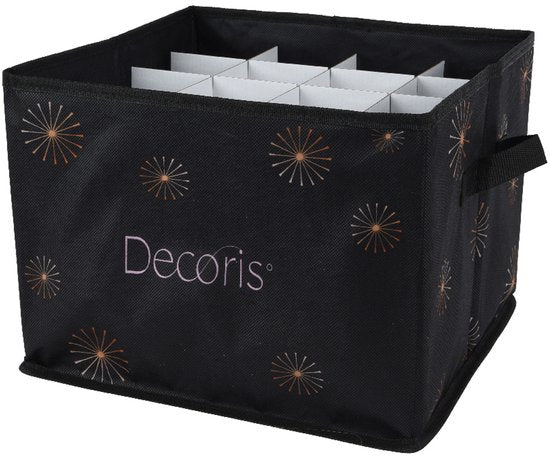 Decoris Aufbewahrungsbox für Weihnachtskugeln – Weihnachtsdeko Organizer – Faltbar – Polyester – 41 x 31 x 32 cm – Schwarz