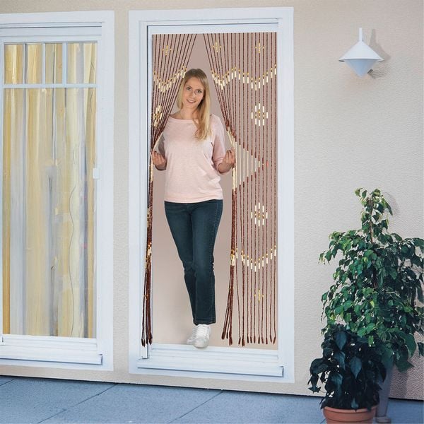 Maximex Perlenvorhang „Rhombus“, mehrfarbig – 90 x 200 cm – Bambus und Ahornholz