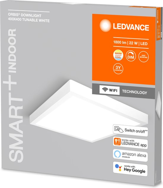 LEDVANCE Leuchte: für Decke, SMART SURFACE DOWNLIGHT TW / 22 W, 22-...24- V, Abstrahlwinkel: 11-, Tunable White, 3-65- K, Gehäusematerial: Aluminium, IP2-