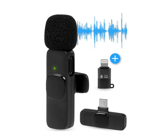 Nuvance - Drahtloses Mikrofon - Tie Pin Mikrofon - Geeignet für Usb-C & Apple Lightning - Lavelier Mikrofon - Plug & Play