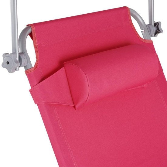 tectake - Zonnestoel ligbed zonnebed Chloe - met verstelbaar zonnedak - pink - 403419