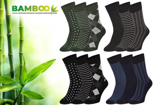 Bamboo Elements - Bambus Socken Herren 43 46 - 12 Paar - Mode - Lange Socken - Strümpfe Herren Socken - Anti Schweiß - Langlebig