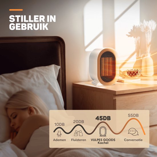 DO NOT SELL IN GERMANY -  Vulpes Goods® Tech - Elektroherd Pro - Elektrische Heizung für den Innenbereich - Heizlüfter - Keramischer Herd - Heizung - 2 Stufen - 1200W - LED-Anzeige - Weiß