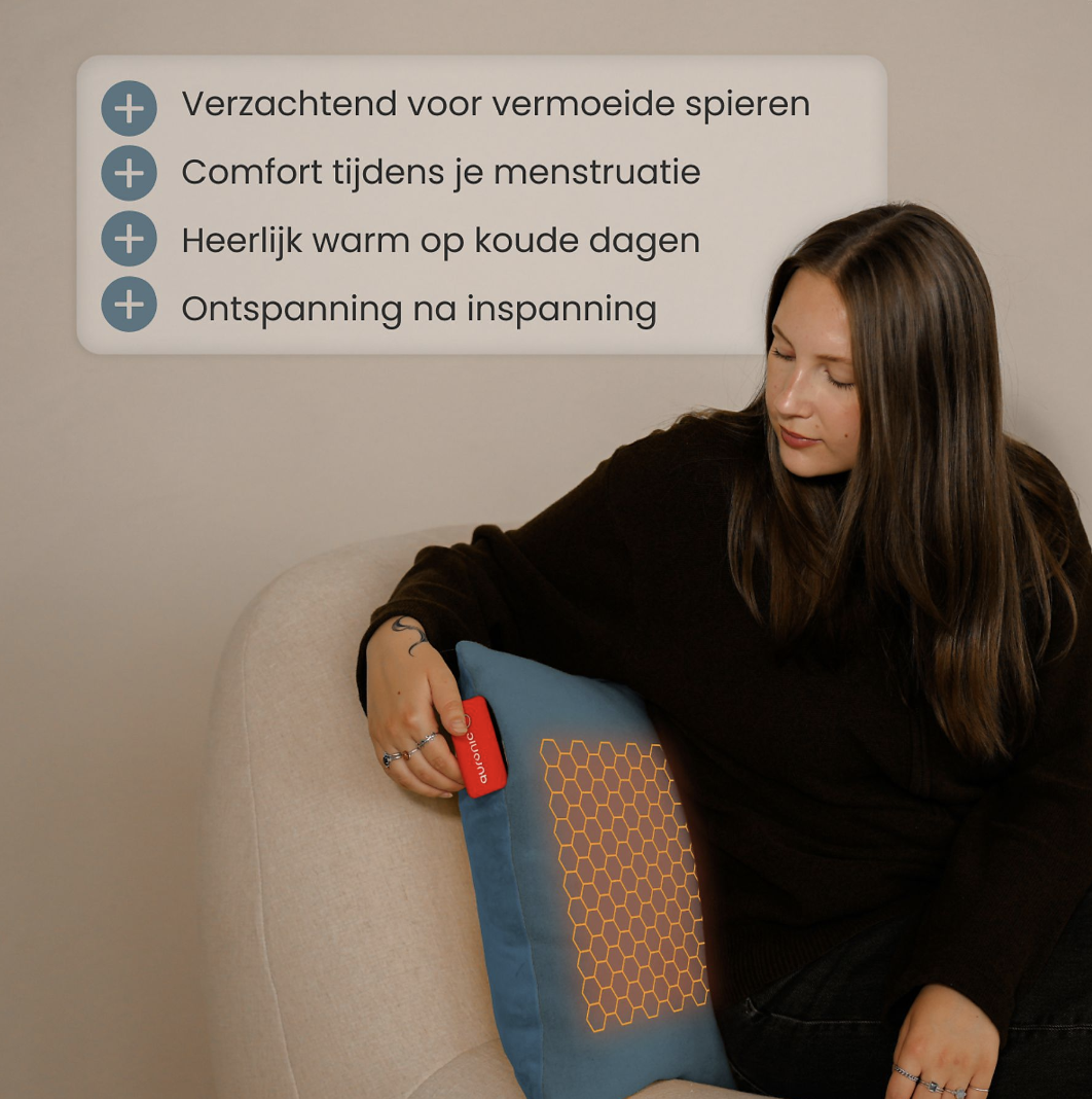 Auronic Elektrisches Wärmekissen Classic - Infrarot - Wiederaufladbar - 45x45 cm - Blau