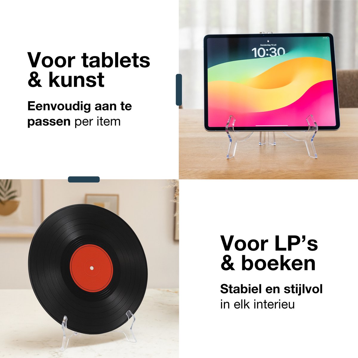 LUFT Schildständer Transparent 25x16 cm - Elegante Halterung für Teller, Bücher und Tablets