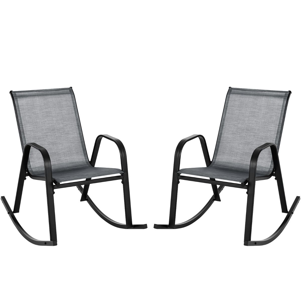 Coast Schaukelstuhl-Set – 2er-Set – atmungsaktiver Stoff – schwarz/braun/grau