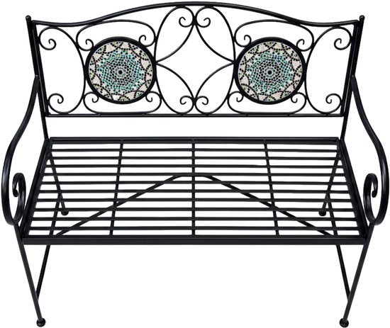 AXI Margot Mosaik-Gartenbank, mehrfarbig – Gartenbank aus Metall – 107 x 54 x 92 cm – Gartenbank für 2 Personen – Mosaik-Optik – Mit Keramikfliesen eingelegt – Für Garten, Terrasse und Balkon