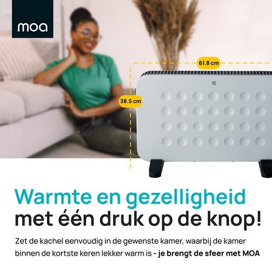 MOA Elektroherd - Konvektionsherd - Elektrische Heizung - Einstellbarer Thermostat - 2000 Watt - Weiß - PH01W