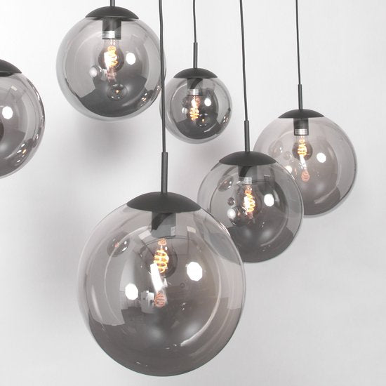 Steinhauer Pendelleuchte - Bollique LED - Designleuchte - E27  - Glas Metall - Schwarz