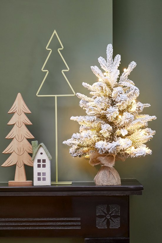 Black Box Trees Kunstweihnachtsbaum Grimshaw mit Schnee H60 x T46 cm – Kunstbaum im Jutesack – Kunstweihnachtsbaum für den Innenbereich – 56 Zweige – Grün