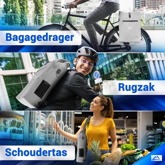 Nextcover 3in1 Gepäckträgertasche - wasserdichter Rucksack und Umhängetasche 25L - PVC frei