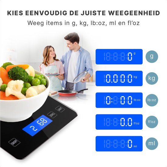 S.old Digitale Küchenwaage - Küchenwaage - USB Wiederaufladbar - 1gr bis 10kg - Tara Funktion - Schwarz