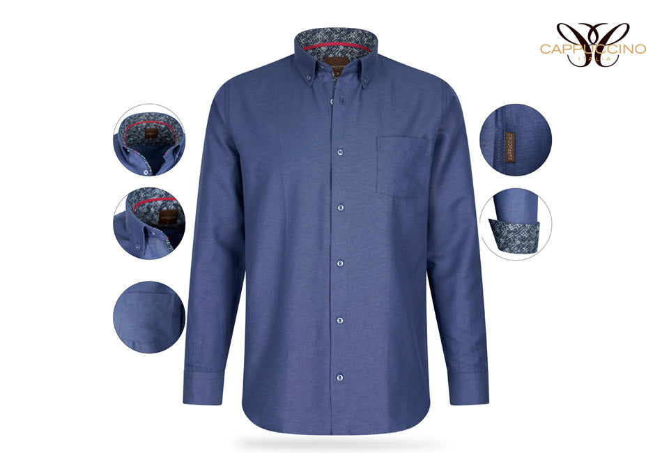 Cappucino Hemd - Lange Ärmel - Navy - Größe XL