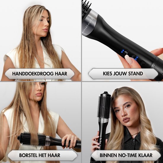 Sansbeauté® Wet-2-Dry Haarbürste - Multistyler - Airstyler - Lockenbürste - Stylingbürste - Wärmebürste - Volumen und Locken - Drehkabel