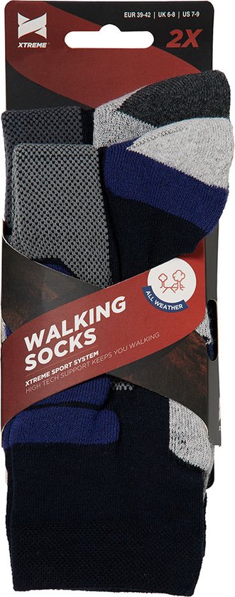 Xtreme Wandersocken, 2er-Pack – Unisex-Socken aus Synthetik – Multi Blue
