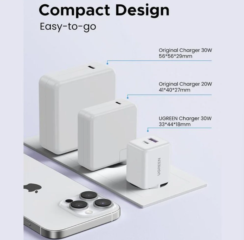 Ugreen X516 GaN-Netzladegerät 30 W – Rosa – USB-A & USB-C