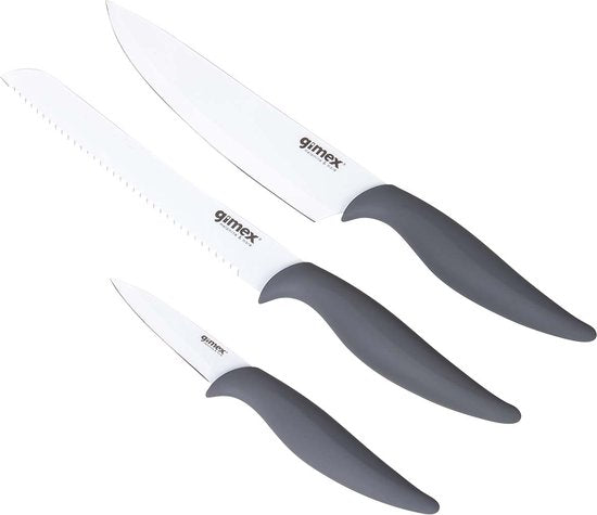 Gimex Messerset – Grau/Weiß – 3-teilig