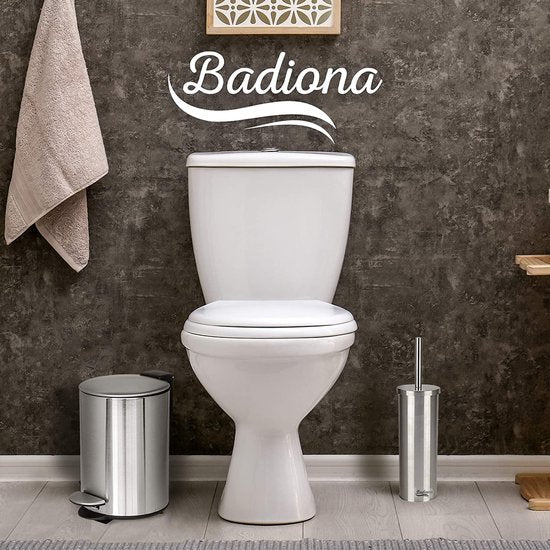 BADIONA Abfalleimer - Softclose-Deckel & herausnehmbarer Inneneimer - 5 Liter - 22 x 22 x 29 cm - Silber/Schwarz