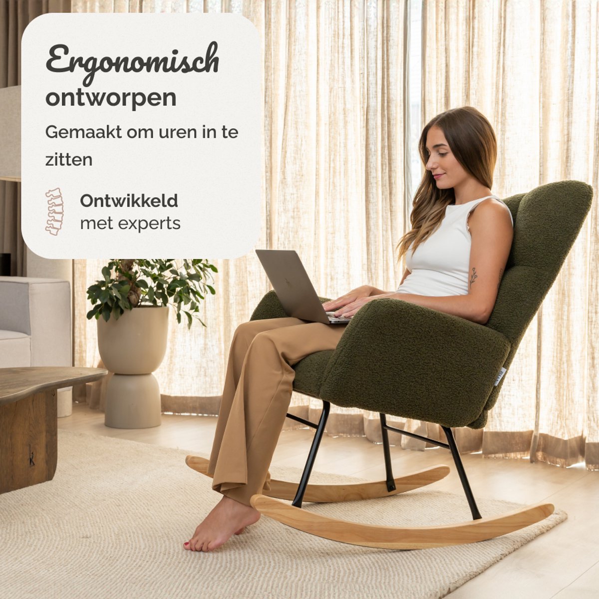 SITTT Noella Schaukelstuhl - dunkelgrün - 70x96x97 cm - Relaxsessel & Kinderzimmer-Sessel