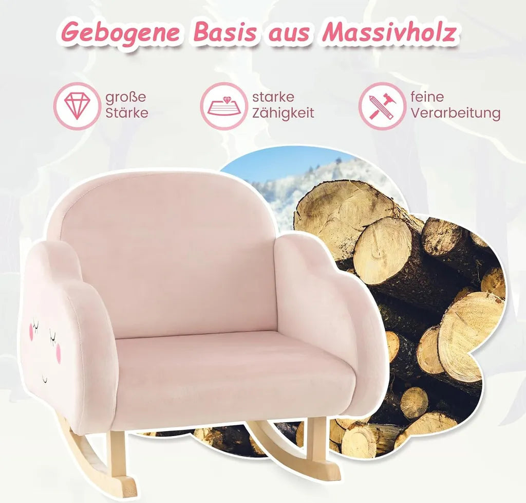 COSTWAY Kinderschaukelstuhl für Kleinkinder Rosa