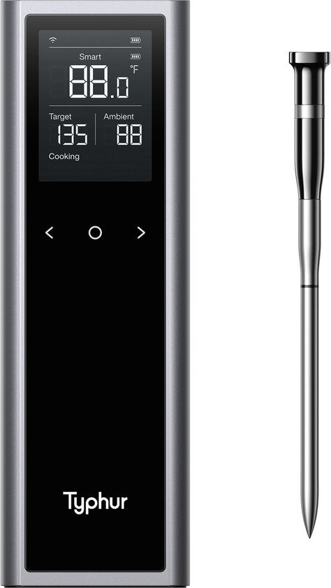 Typhur Sync One – 6-Sensor-Sonde – Drahtloses Fleischthermometer – Grillthermometer – Bluetooth & WLAN - Wasserdicht und hitzebeständig - Batterielaufzeit bis zu 50 Stunden - Intelligente App-Integration - Kompakt mit Ladestation - Für jeden Kochstil