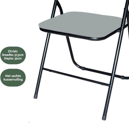 BRASQ Klappstuhl Grau Schwarz - Klappstuhl - Klappstuhl 43x38x78 cm - PVC - Esszimmerstuhl